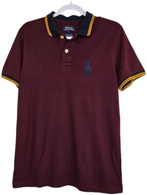 Polo Ralph Lauren Big Pony Polo Shirt Burgundy Short Sleeve Size L Classic Logo